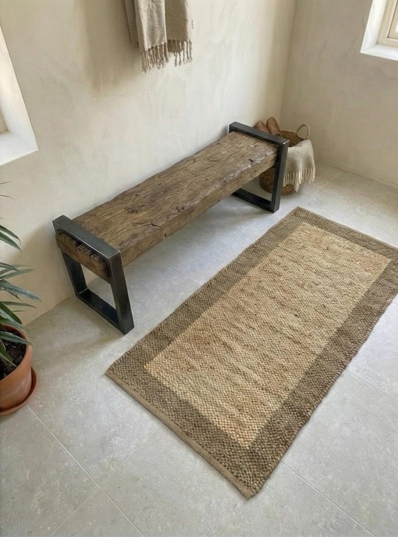 Reclaimed Oak Entry Bench – Rustic Farmhouse Hallway Furniture image 20