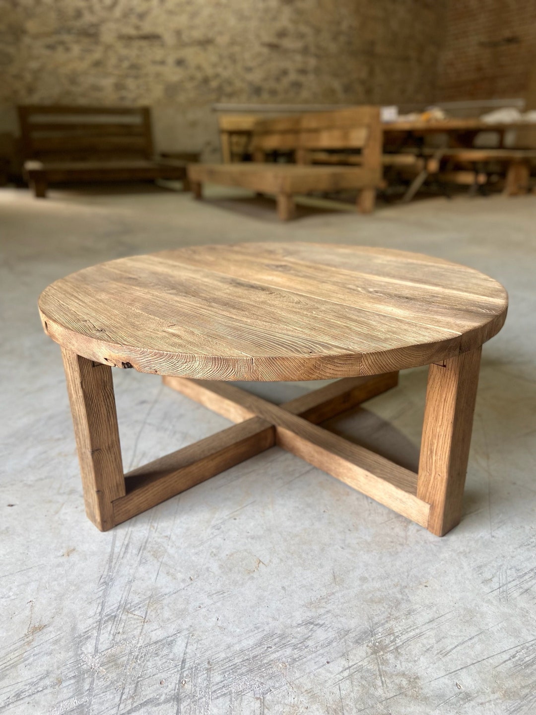 Round Wood Coffee Table Modern Furniture Rustic Modern Table - Etsy UK