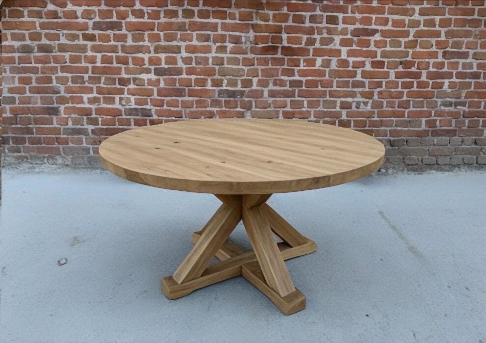 Modern Oak Round Table – Rustic Farmhouse Dining Table Handmade - Etsy