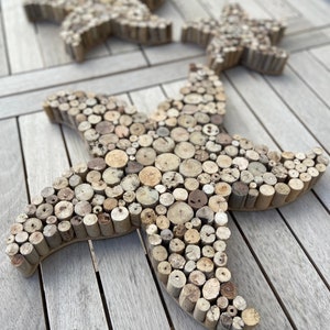 Driftwood Starfish Wall Decor Set– Handmade Coastal Beach House Art - Etsy