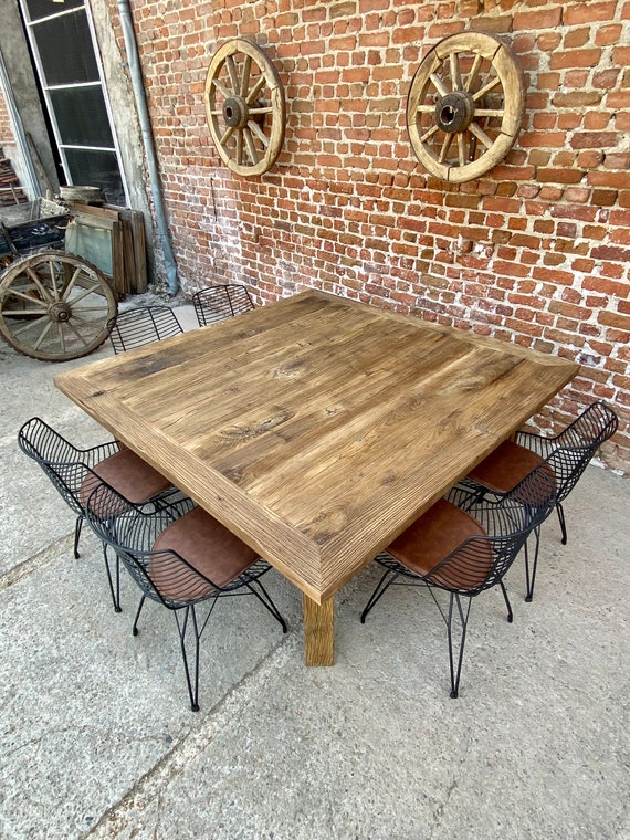 Barnwood Dining Table Reclaimed Wood Furniture Handmade Square