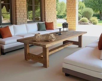 Outdoor Rustic Coffee Table | Farmhouse Patio Wood Furniture