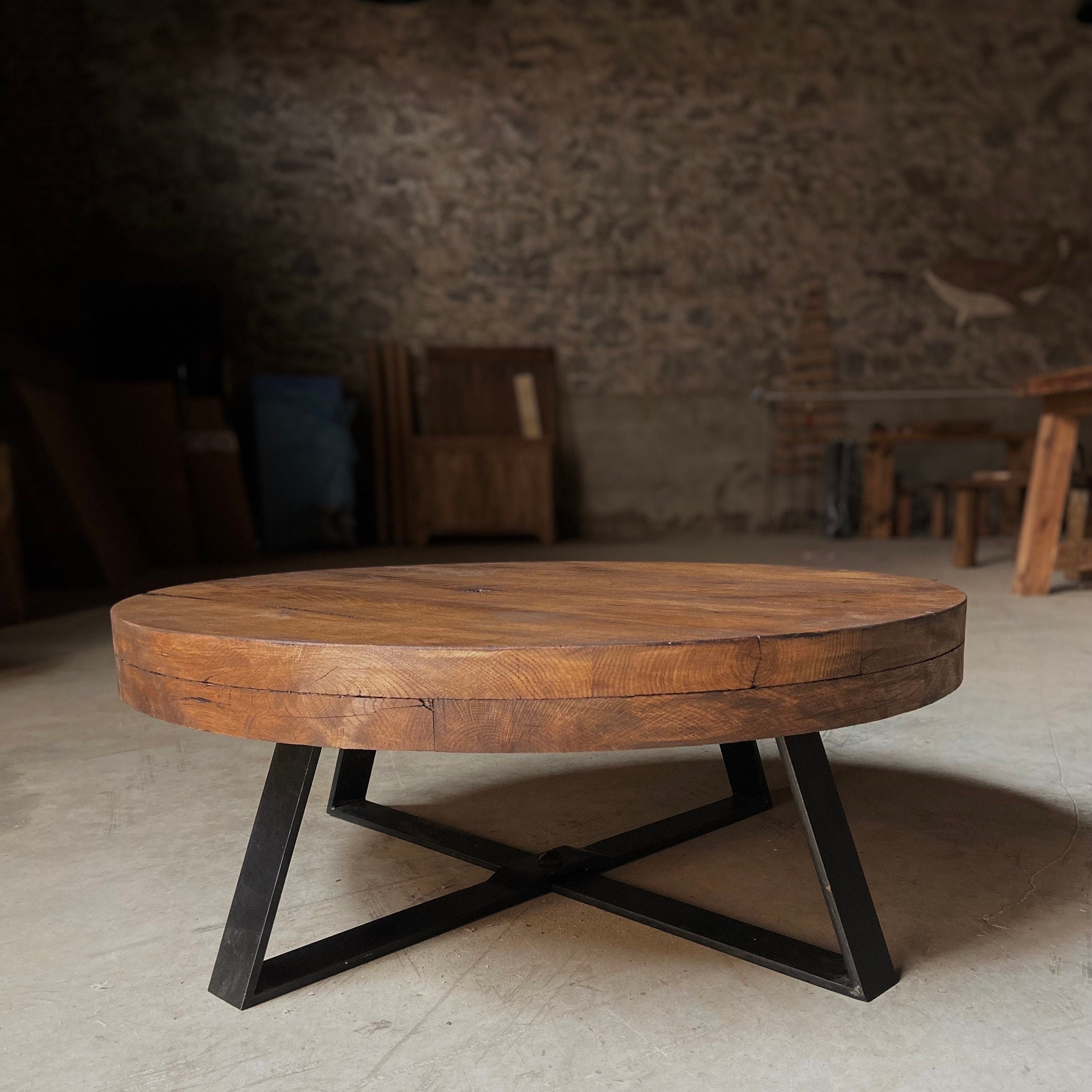 Low Wood Coffee Table Dark Wood, Thick Low Coffee Table