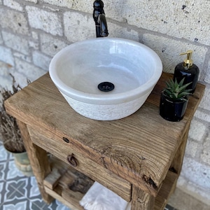 Reclaimed Bathroom Vanity with Single Sink, Rustic Wood Bathroom Vanity with Sink, Reclaimed Wood Vanity Bathroom Rustic Vanity zdjęcie 9