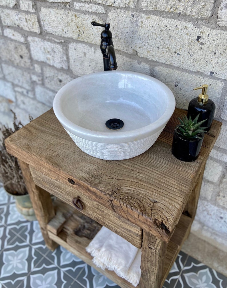 Reclaimed Bathroom Vanity with Single Sink, Rustic Wood Bathroom Vanity with Sink, Reclaimed Wood Vanity Bathroom Rustic Vanity zdjęcie 9