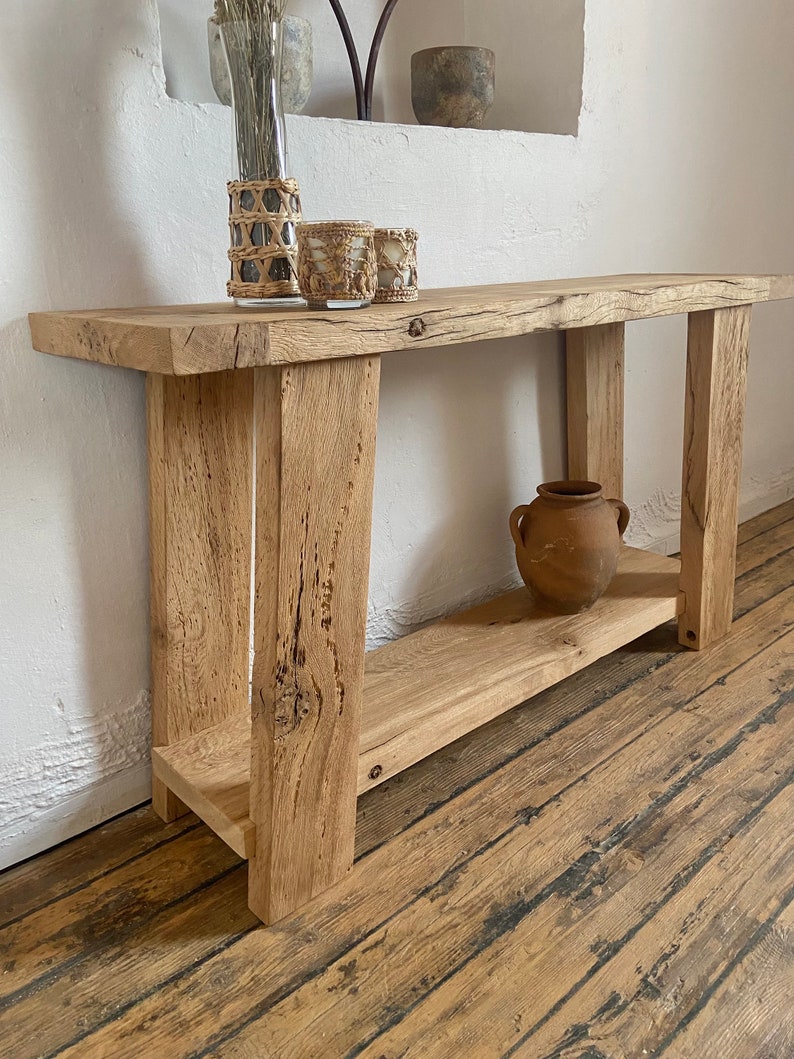 Mesa de consola de madera de roble rústico moderno, mesa de pasillo muebles de granja modernos, mesa de consola de entrada rústica roble imagen 8