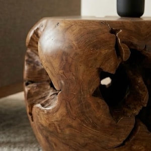 Organic Teak Root Side Table – Solid Wood Accent Stool - Etsy