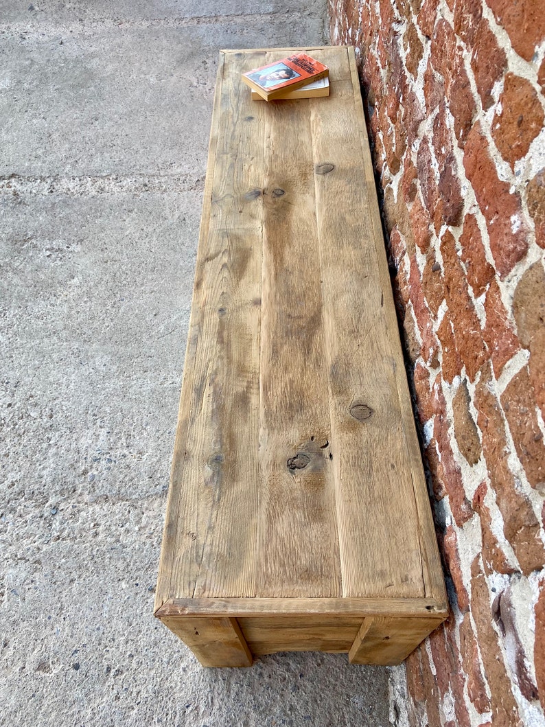 Rustic Wood Entry Bench with Storage, Storage Bench for EntryWay Furniture, Wooden Bedroom Bench Storage, Bed Storage Bench Entryway image 9