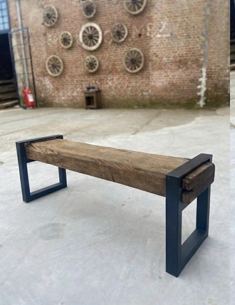 Reclaimed Oak Entry Bench – Rustic Farmhouse Hallway Furniture image 18