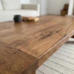 Chunky Reclaimed Oak Coffee Table – Handcrafted Solid Wood Table - Long Living Room Furniture image 2