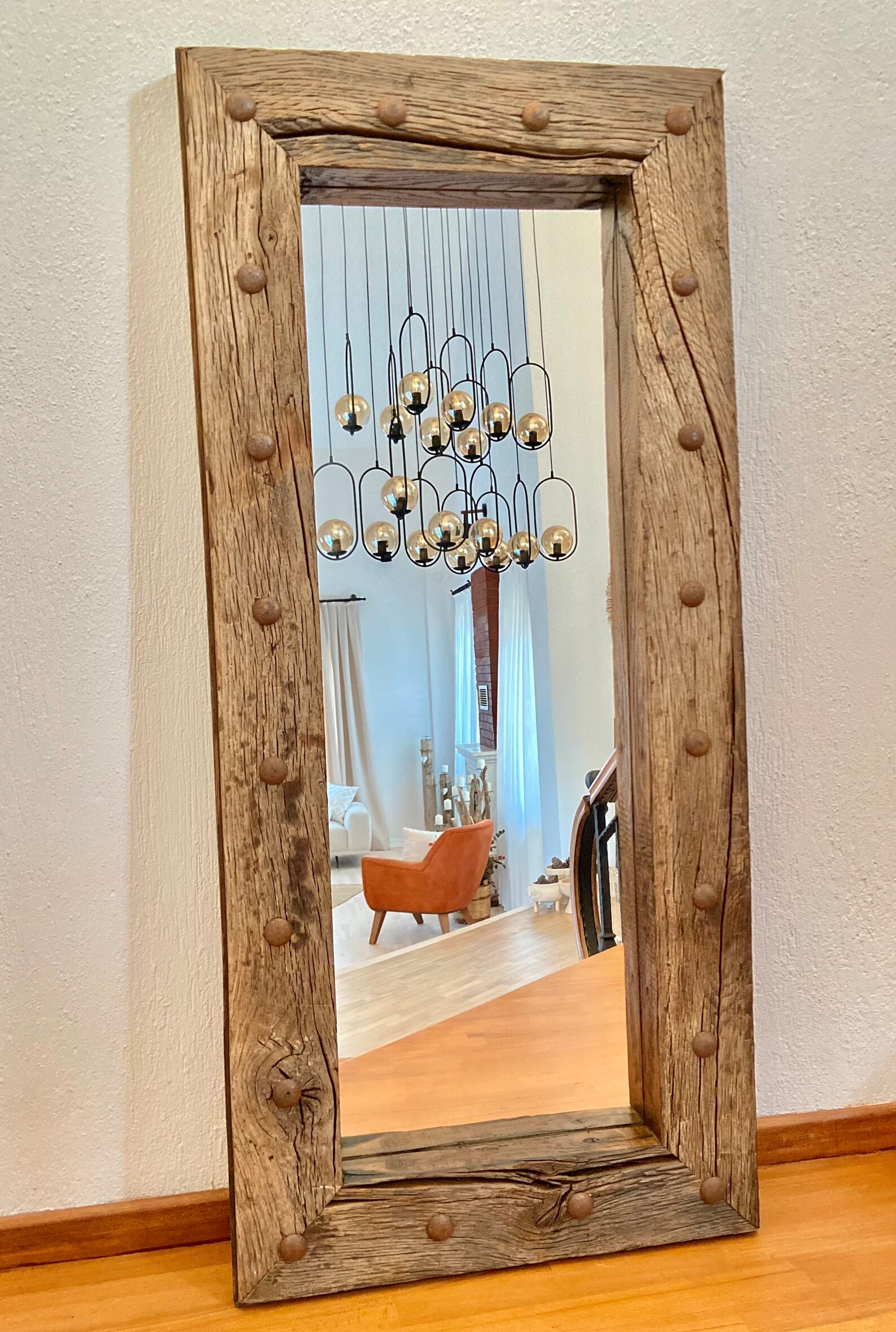 Wood Frame Mirror Oak Wall Decor Rustic Rustic Floor Mirror Etsy