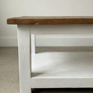 Rustic Reclaimed Oak Coffee Table, Handcrafted Solid Wood Table with Storage Shelf image 7