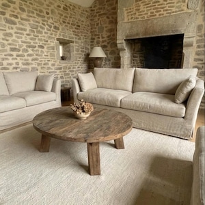 Reclaimed Barn Wood Coffee Table – Rustic Round Handmade Wabi Sabi Furniture image 10