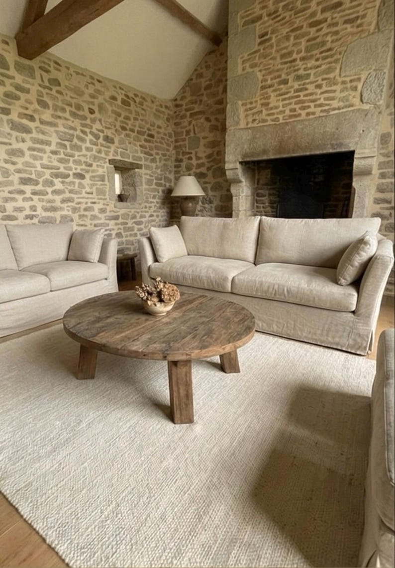 Reclaimed Barn Wood Coffee Table – Rustic Round Handmade Wabi Sabi Furniture image 10
