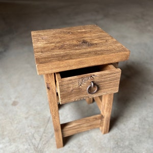 Rustic Reclaimed Wood End Table – Handmade Nightstand With Drawer - Etsy