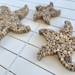 Driftwood Starfish Wall Decor Set– Handmade Coastal Beach House Art - Etsy