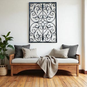 Decoración de pared rústica de hierro forjado: panel de metal hecho a mano para paredes rústicas o ventanas. imagen 8