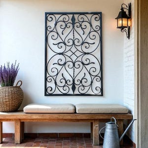 Decoración de pared rústica de hierro forjado: panel de metal hecho a mano para paredes rústicas o ventanas. imagen 5