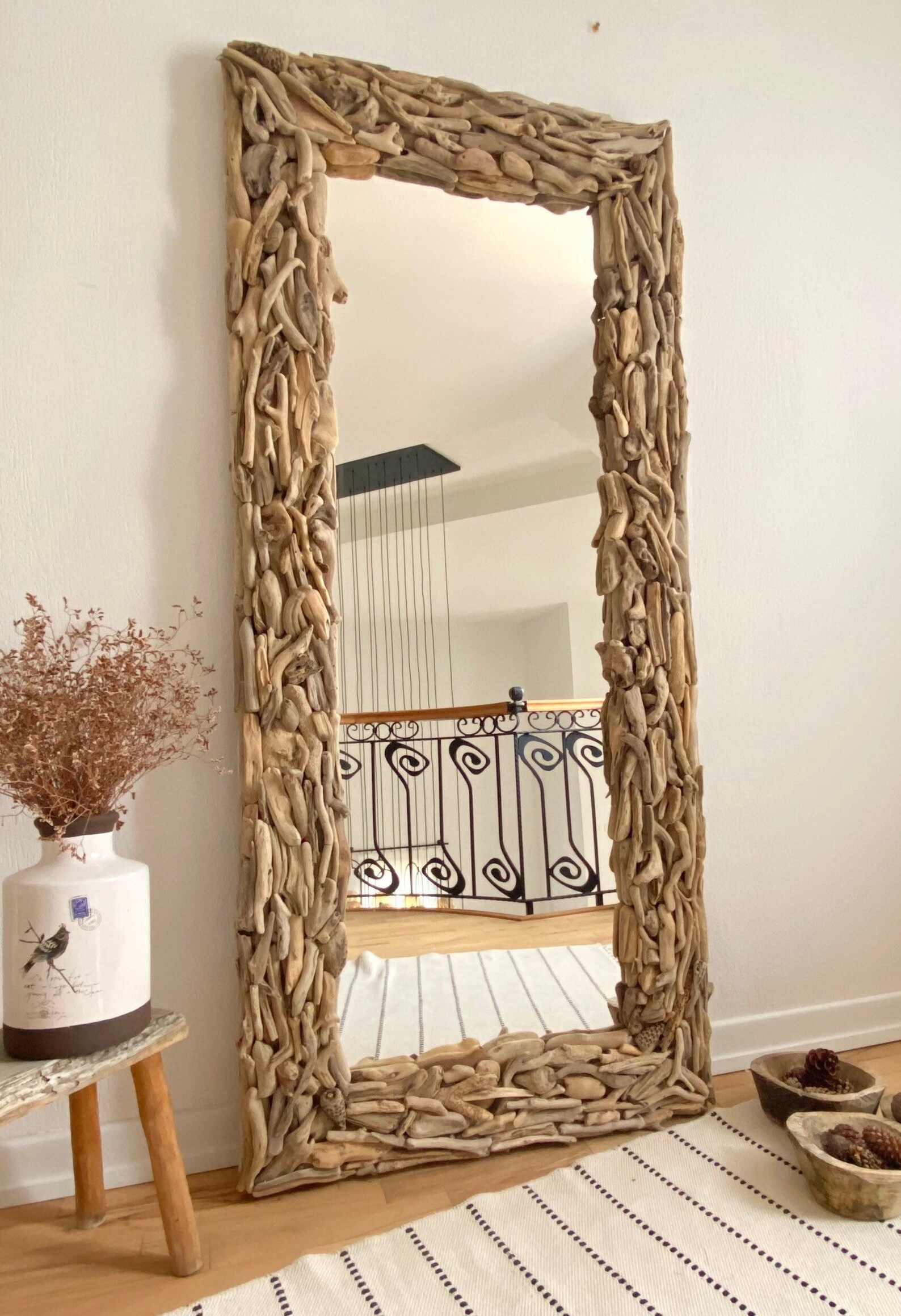 Oversized Floor Mirror Tall Narrow Mirror Full Length, Driftwood Floor ...