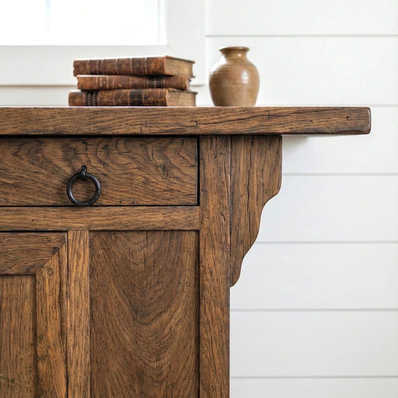 Rustic Oak Sideboard – Solid Wood Buffet Cabinet, Farmhouse Credenza image 5