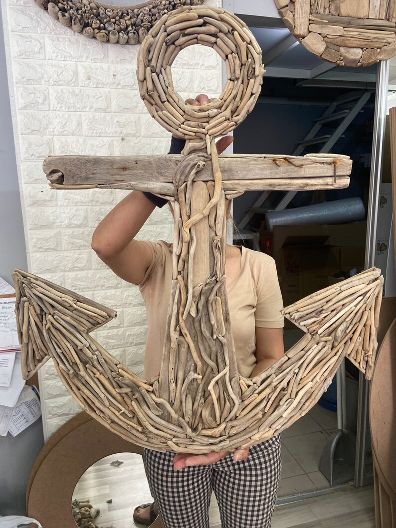 Driftwood Anchor Large Wall Art Wood Driftwood Wall Art Beach Etsy
