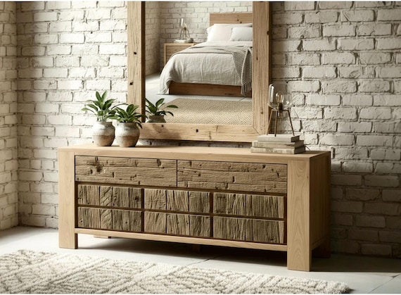 modern oak dresser Modern Farmhouse Rustic Natural Oak Six Drawer Dresser  Miller's Home  Furnishings