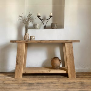 Rustic Oak Console Table – Modern Entryway Table for Farmhouse Furniture Decor