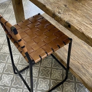 Reclaimed Oak Kitchen Island Table – Rustic Farmhouse Counter Height Table with Storage Shelf image 14