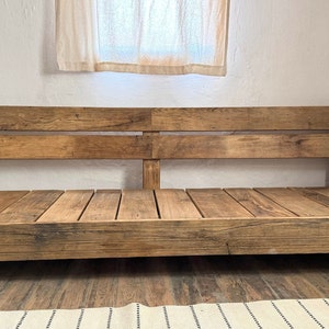 Rustic Wood Armless Sofa Frame, Floor Couch Living Room, Reclaimed Wood