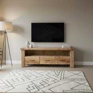Handcrafted Solid Oak TV Stand – Rustic Farmhouse Media Console with Storage image 20