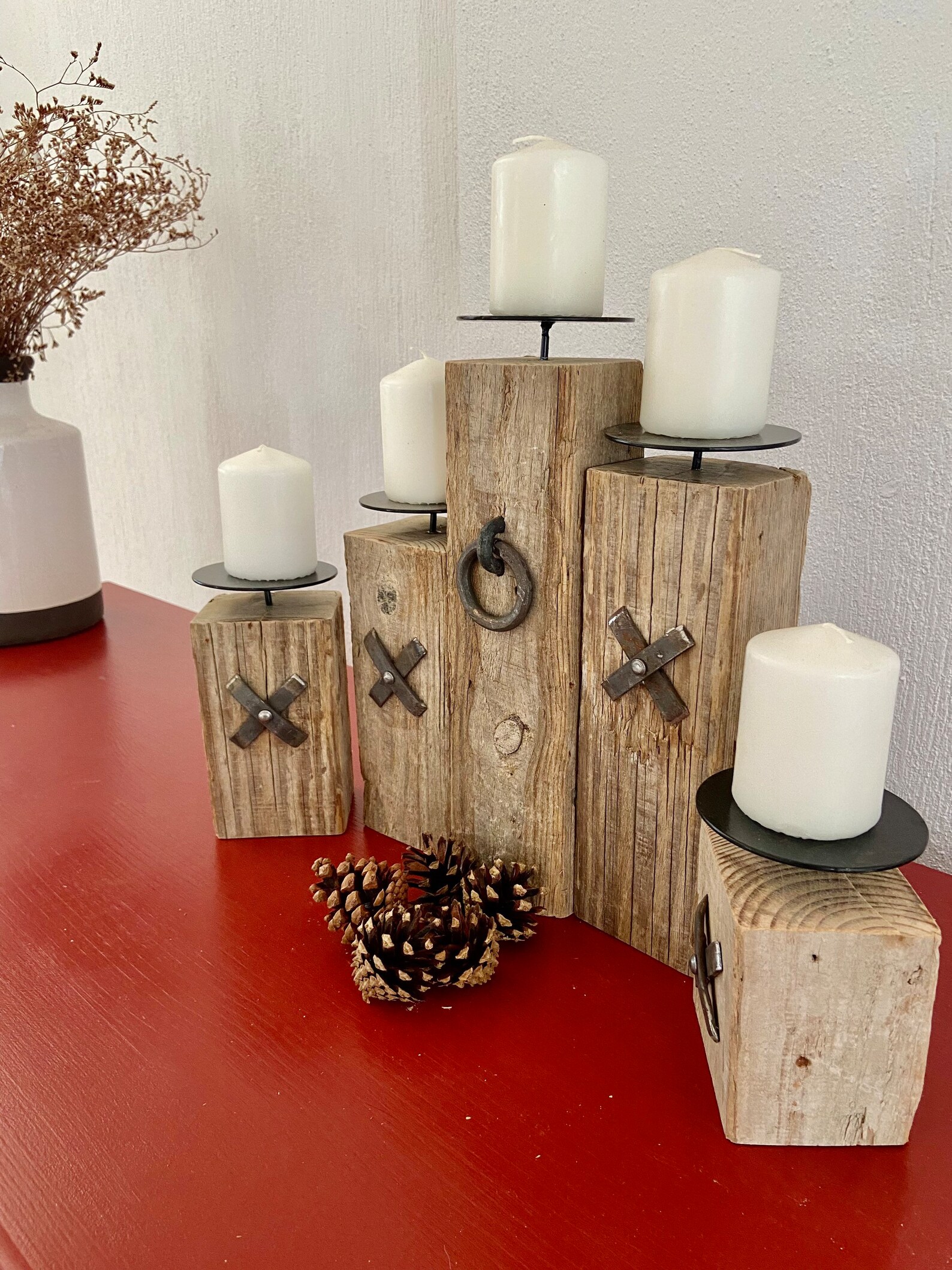 Unique Candle Holder Rustic Wood Home Decor Table Top Decor Etsy