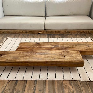 Barn Beam Coffee Table Reclaimed Wood, Low Wabi Sabi Wood Coffee Table, Rustic Japandi Furniture image 10