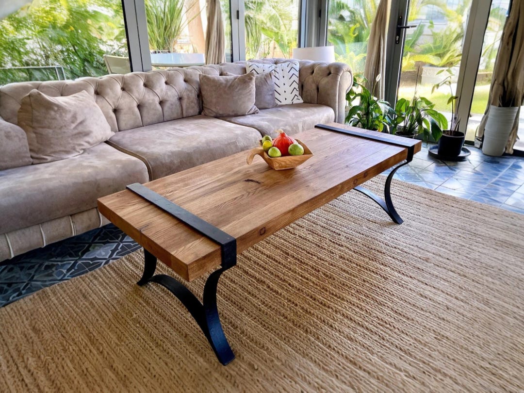 Reclaimed Wood Coffee Table: Rustic Furniture With Metal Legs - Etsy