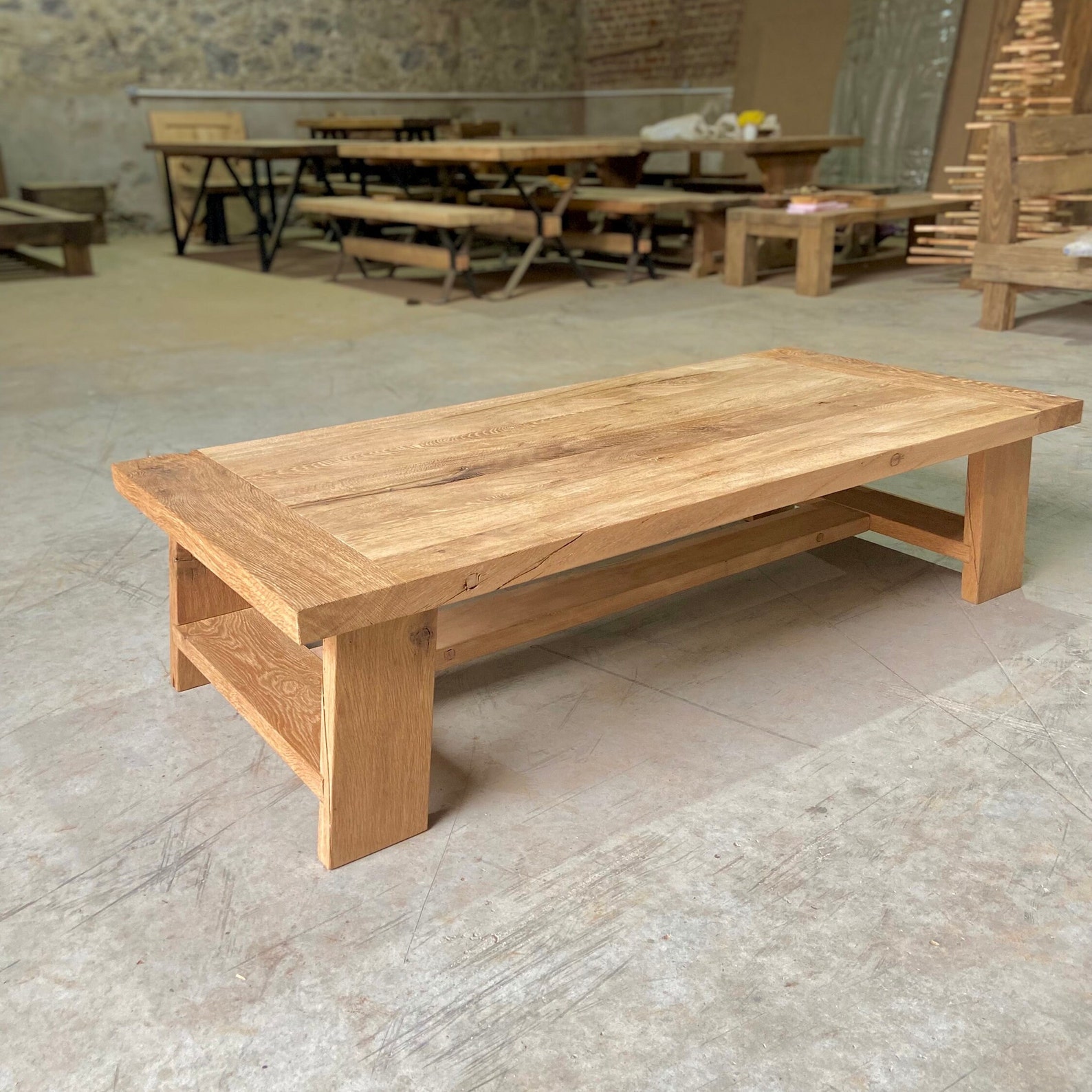 Modern Style Oak Coffee Table Reclaimed Wood, Natural Rustic Coffee ...