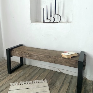 Reclaimed Wood Entry Bench, Reclaimed Farmhouse Furniture, Outdoor Furniture For Patio Bench, Rustic Bench for Entryway image 8