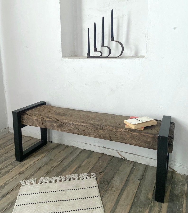 Reclaimed Wood Entry Bench, Reclaimed Farmhouse Furniture, Outdoor Furniture For Patio Bench, Rustic Bench for Entryway image 8