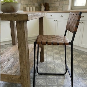 Reclaimed Oak Kitchen Island Table – Rustic Farmhouse Counter Height Table with Storage Shelf image 18