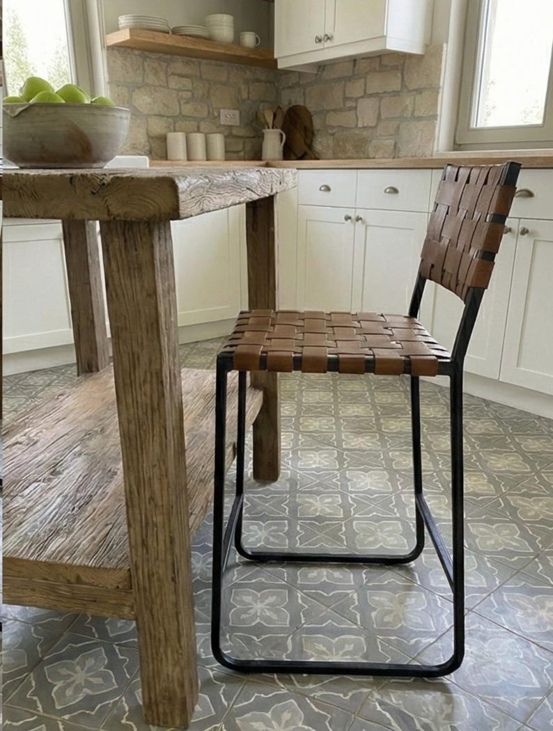 Reclaimed Oak Kitchen Island Table – Rustic Farmhouse Counter Height Table with Storage Shelf image 18