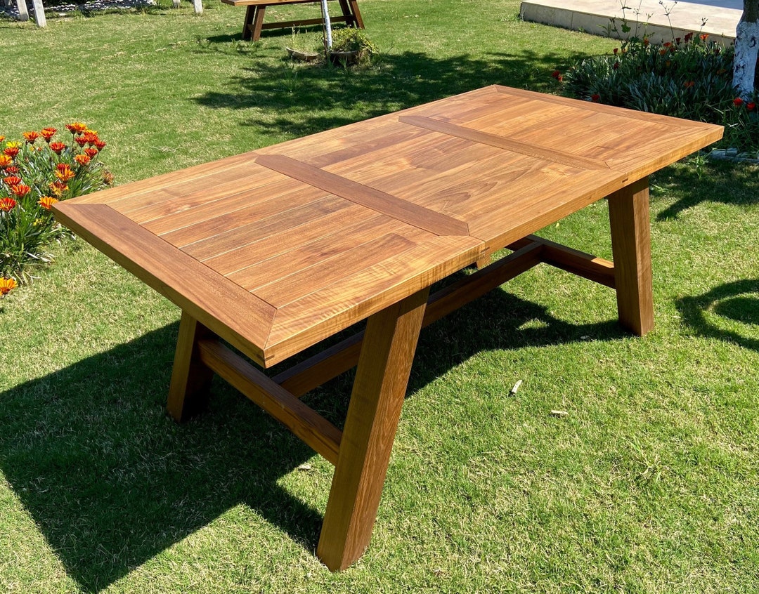 Teak Outdoor Dining Table and Bench Outdoor Teak Wood Dining Etsy