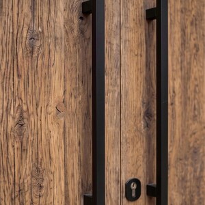 Mediterranean Double Front Door with Frame, Reclaimed Chestnut Wood Entry Door Set image 10