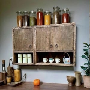 Armario de cocina de roble macizo recuperado: diseño moderno orgánico y artesanal. imagen 18
