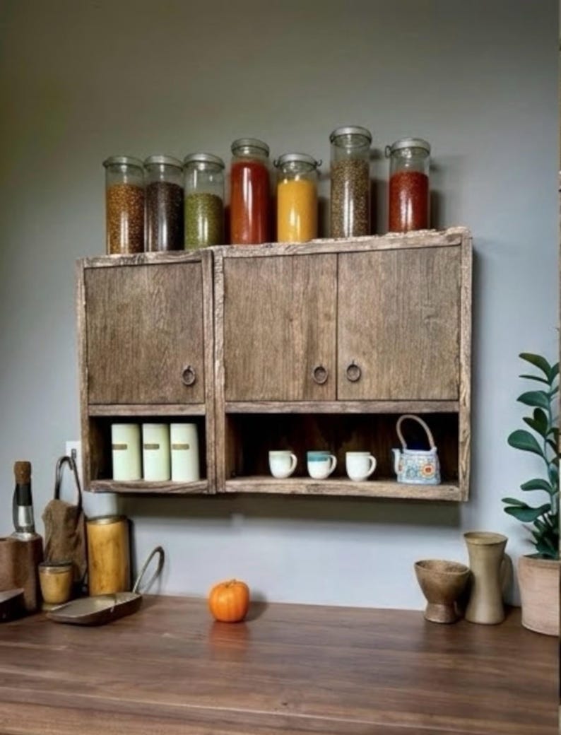 Armario de cocina de roble macizo recuperado: diseño moderno orgánico y artesanal. imagen 18