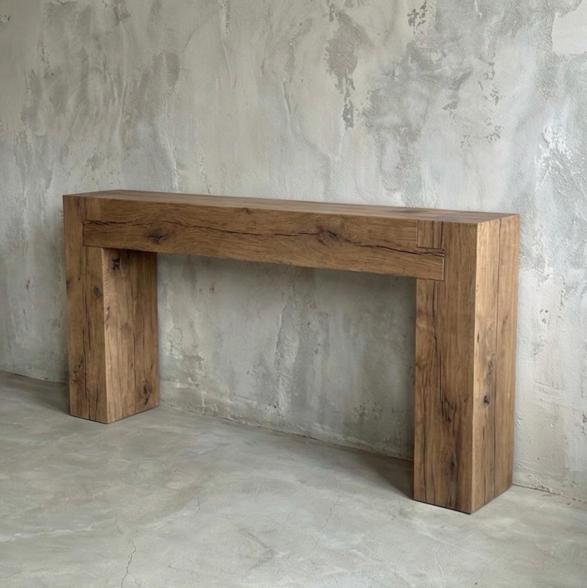 Rustic Beam Console Reclaimed Oak Beam Console Table: Handcrafted Rustic Entryway Furniture ...