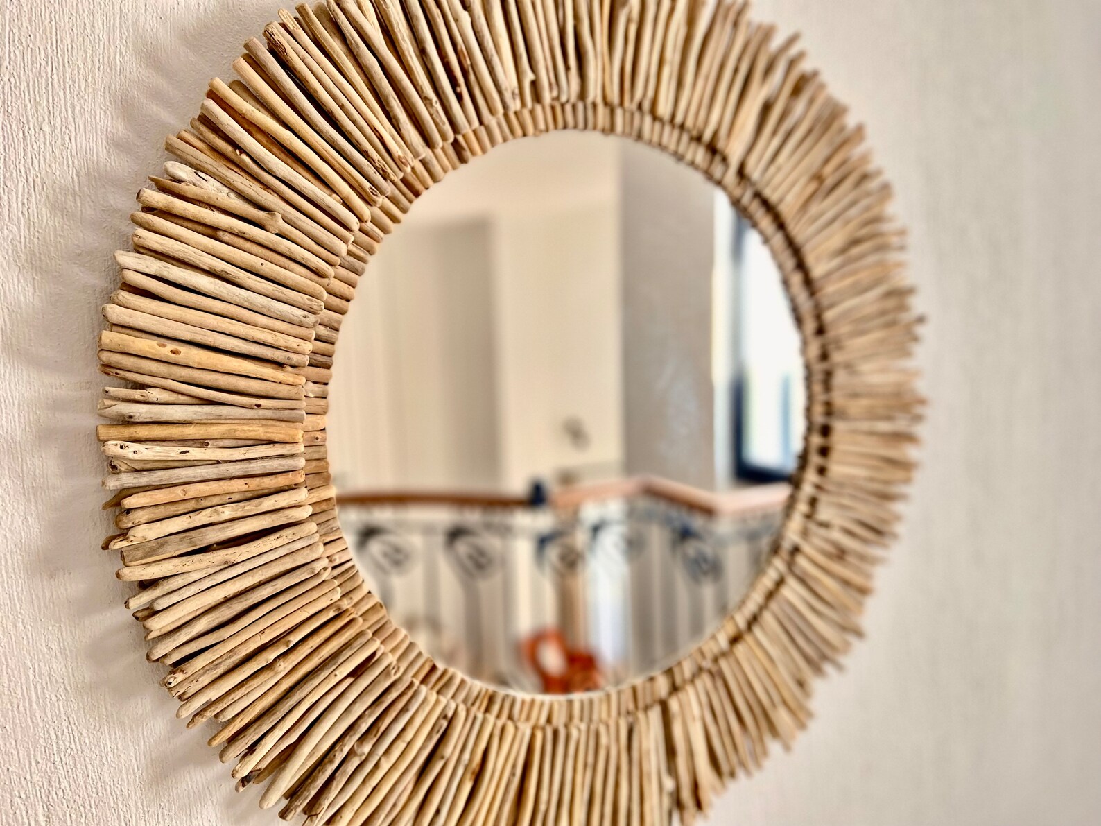 Driftwood Sunburst Mirror Wooden Wall Decor Round Large Wall Etsy