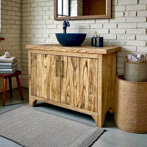 Reclaimed Oak Rustic Bathroom Vanity with Sink - Farmhouse Style