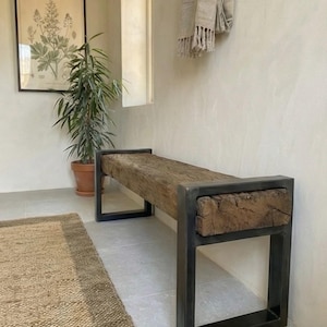 Reclaimed Oak Entry Bench – Rustic Farmhouse Hallway Furniture image 6