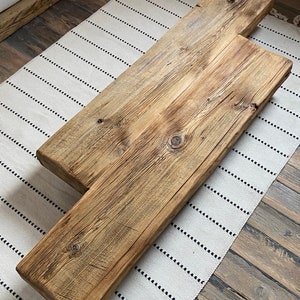 Barn Beam Coffee Table Reclaimed Wood, Low Wabi Sabi Wood Coffee Table, Rustic Japandi Furniture zdjęcie 4