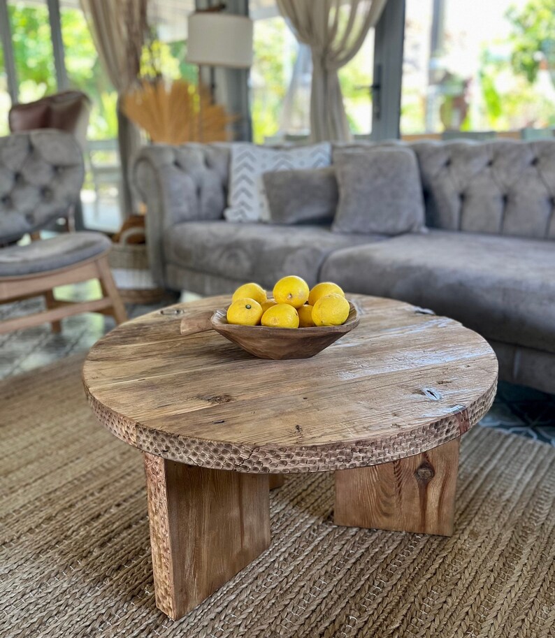 Unique Round Coffee Table Wood Rustic Farmhouse Round - Etsy