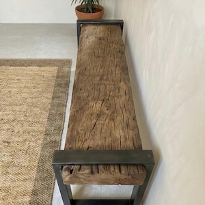Reclaimed Oak Entry Bench – Rustic Farmhouse Hallway Furniture image 17