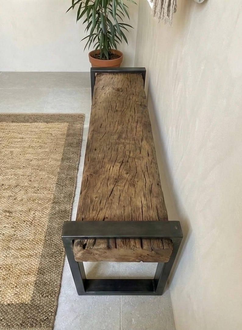 Reclaimed Oak Entry Bench – Rustic Farmhouse Hallway Furniture image 17
